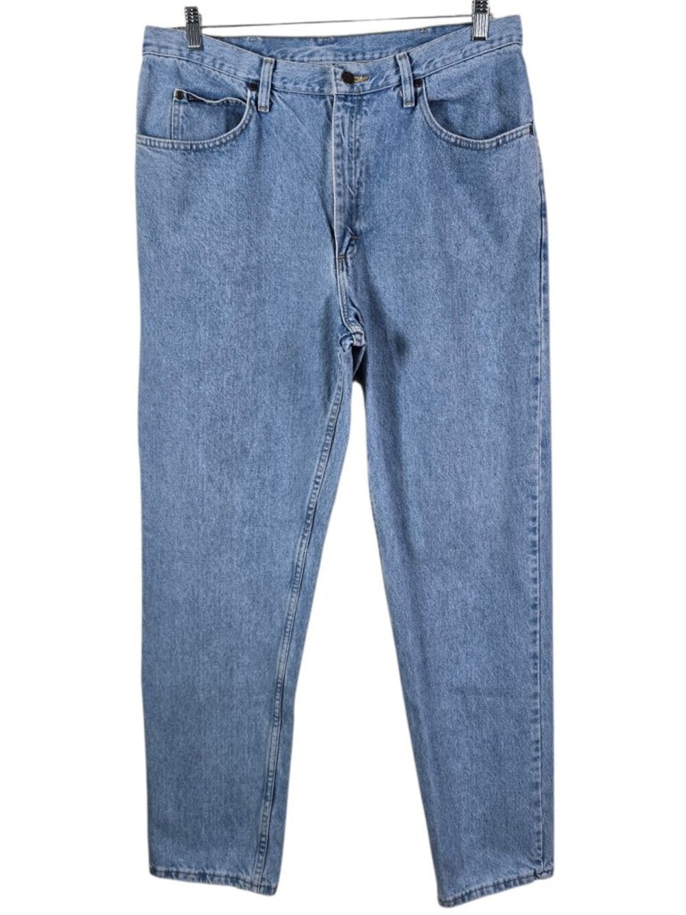 VTG 90s Lee Mens Light Wash Relaxed Straight Leg Denim Jeans 38x34 Leather Tag